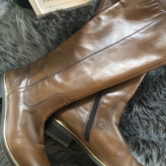 Aldo Shoes - Aldo-Cherrie knee boots. Brown with gold trim. Size 9